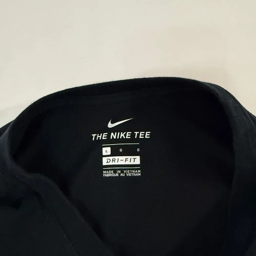 Nike Long Sleeve Floral Graphic Tee Shirt L Black Center Swoosh Streetwear